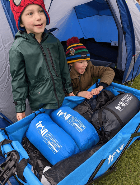 folding trolley for family tent trip