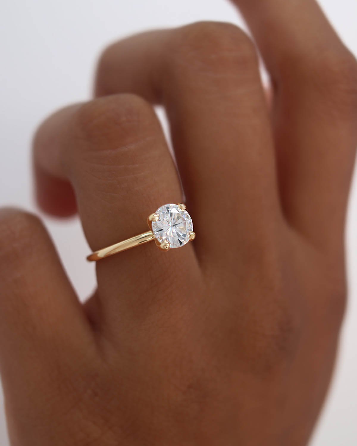 Lulu Round 6.5mm yellow gold close budget engagement ring alternative